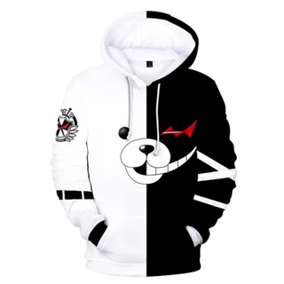 Áo Khoác Hoodie In Hình Gấu Trắng Đen Anime Monokuma