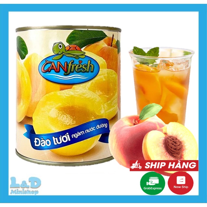 Đào Tươi Ngâm Nước Đường Canfresh Hạ Long Hộp 820gr