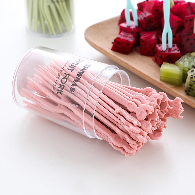 Nĩa, dĩa xiên trái cây- 1 set 50 cái bằng nhựa cao cấp