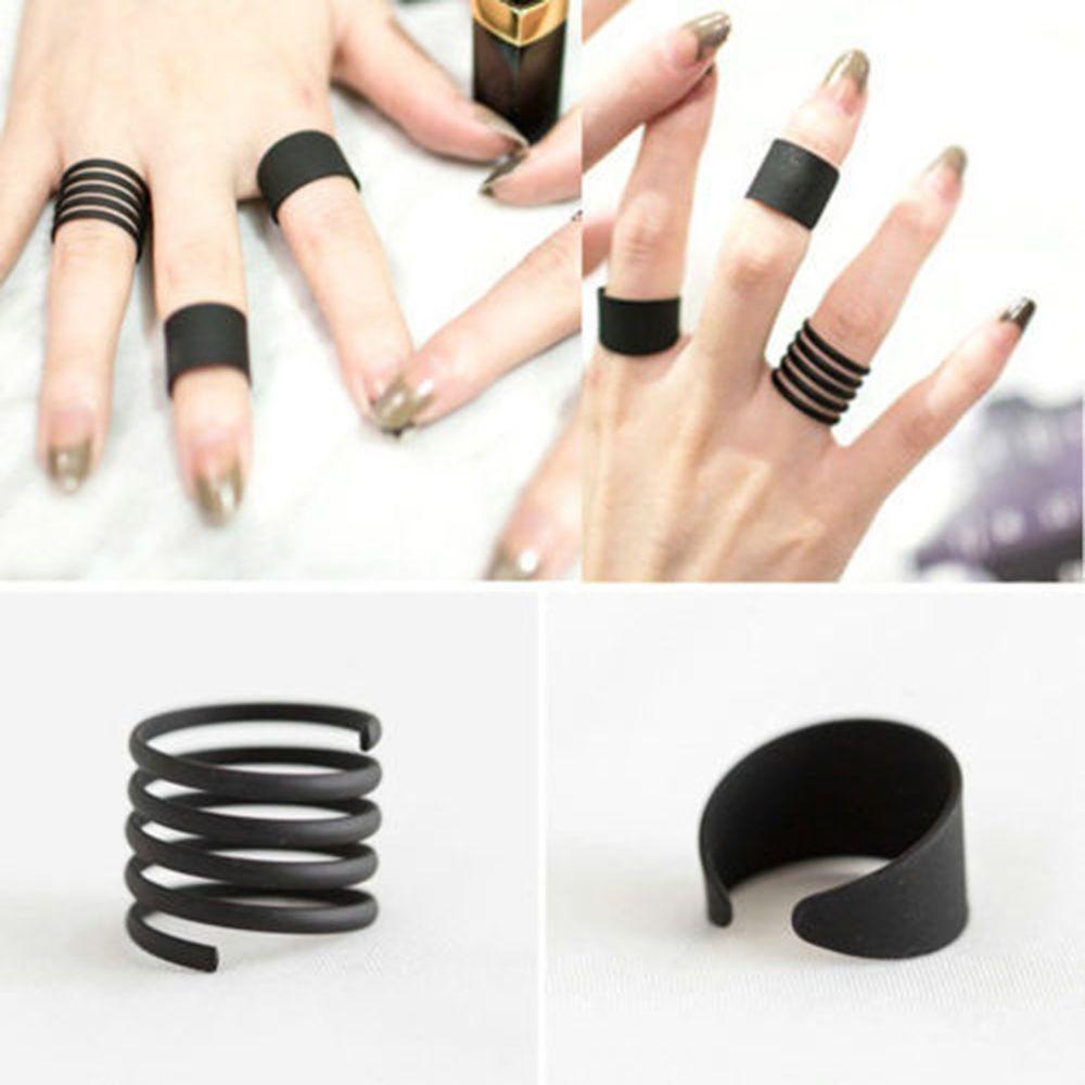 Set 3 Nhẫn Đeo Khớp Ngón Tay Màu Trơn Thời Trang Cho Nữ