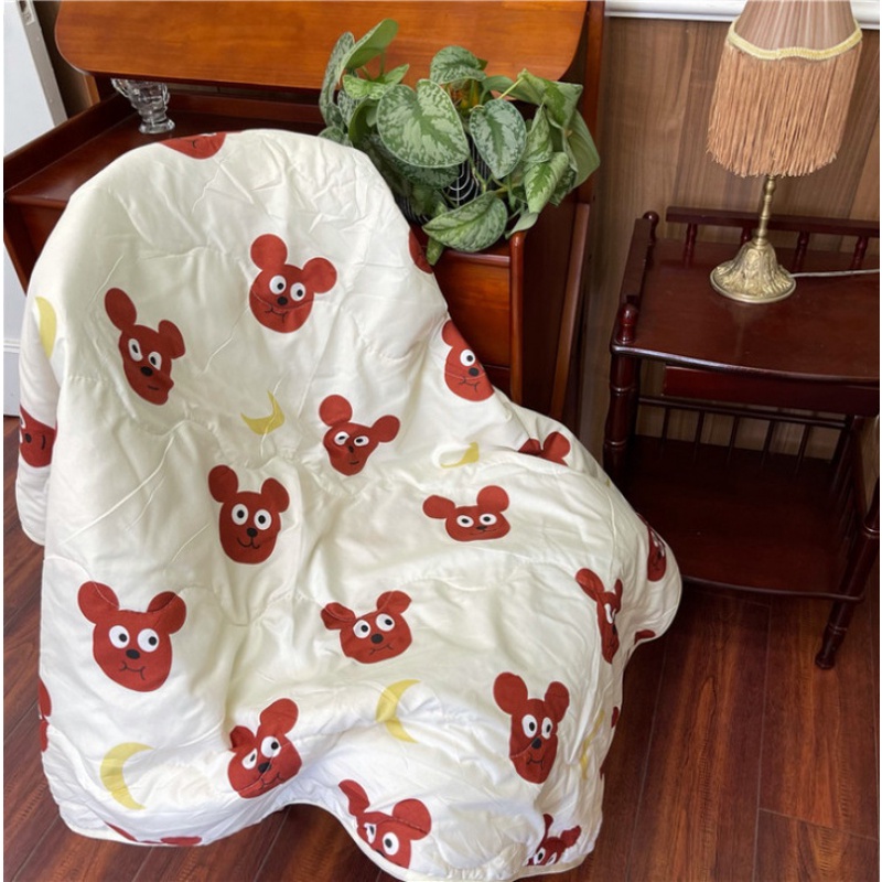 Chăn Bông Mỏng Thoáng Khí Họa Tiết Gấu Mặt Trăng Dễ Thương Dành Cho Học Sinh