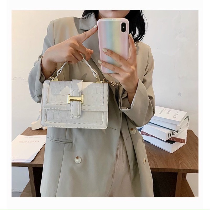 Túi đeo chéo có quai xách chữ H chất da cao cấp phong cách hàn quốc siêu xinh