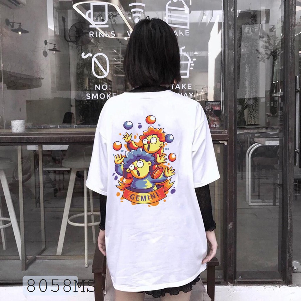 ÁO THUN UNISEX GEMINI SONG TỬ 12 CUNG HOÀNG ĐẠO AOMI 8058MS TAY NGẮN TAY LỠ NAM NỮ CHẤT VẢI LOẠI MỘT
