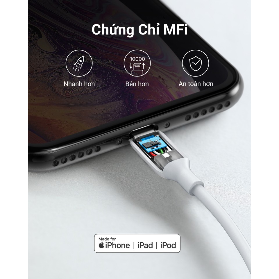 Cáp sạc thế hệ 3 ANKER PowerLine III Lightning dài 0.9m cho iPhone iPad - A8812