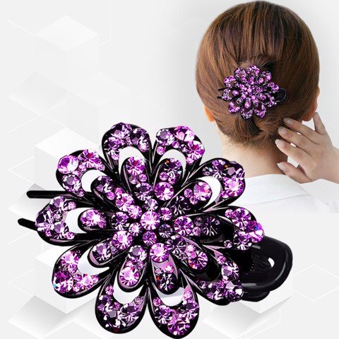Kẹp tóc đính đá cao cấp cho người trung niên sang trọng iLita - Cặp búi cài tóc Hàn Quốc cho mẹ, bà lớn tuổi, người già