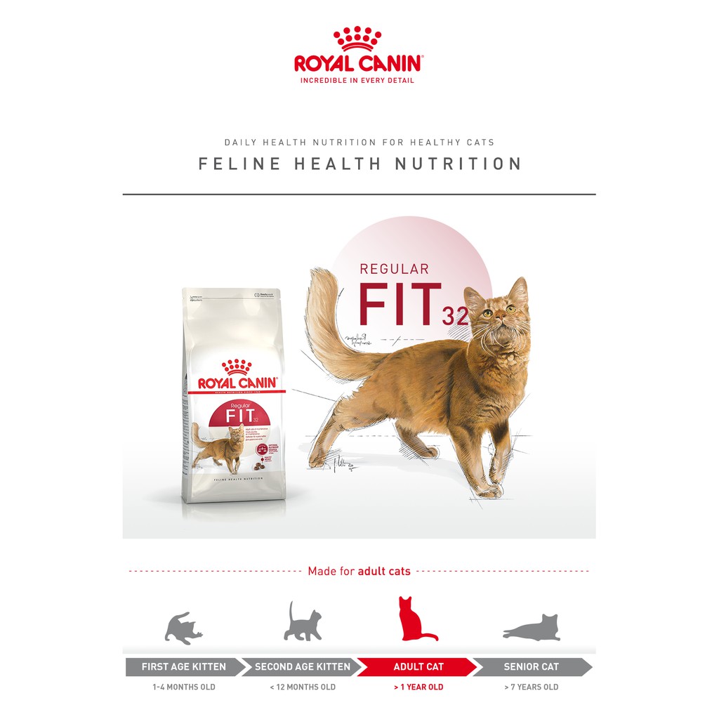 (1kg chia) Thức ăn cho mèo trưởng thành trên 1 tuổi Royal Canin Fit 32 Túi zip 1kg