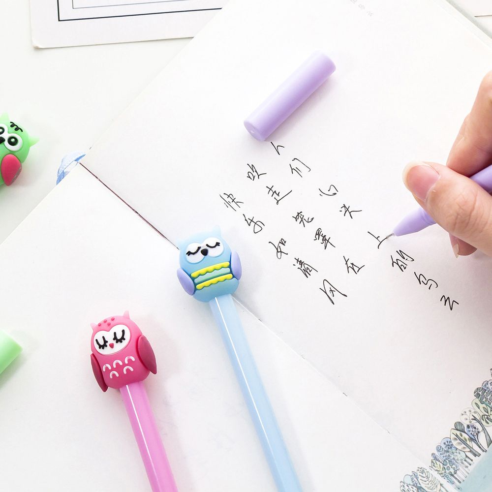 Bút bi mực đen ngòi 0.5mm thiết kế chim cú hoạt hình sáng tạo dành cho trẻ em