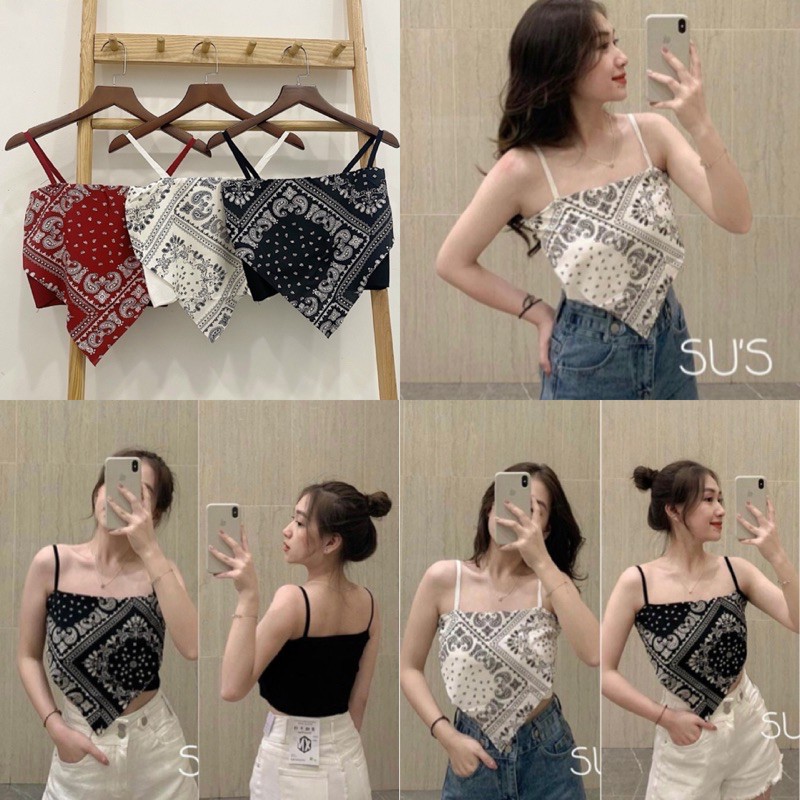 ÁO YẾM HOA VĂN thiết kế áo quây kín lưng hoạ tiết vintage hot trend vừa mát vừa hở quyến rũ