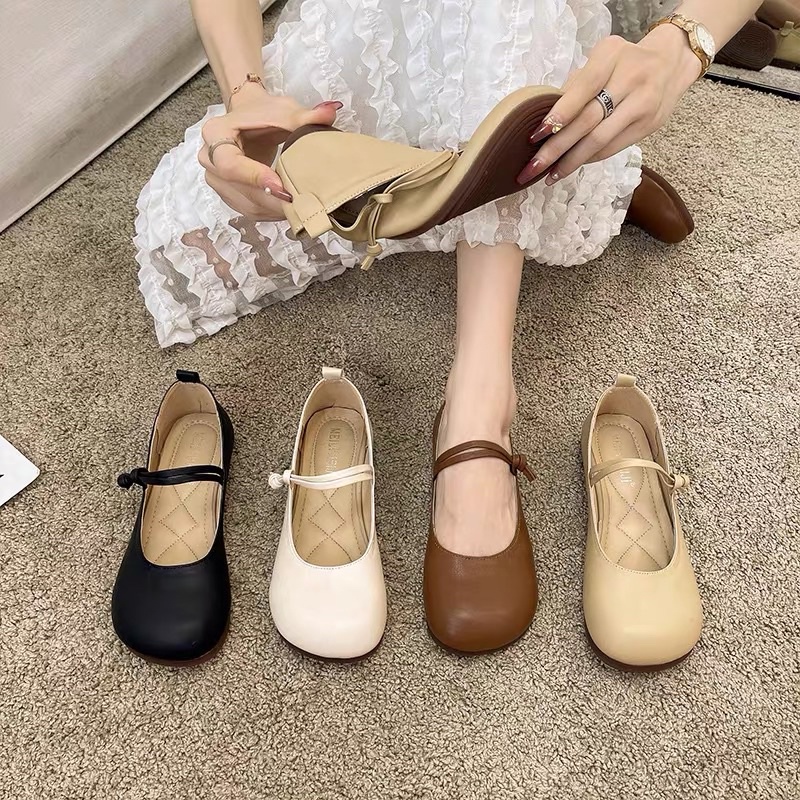 Giày búp bê da mềm mũi tròn mã 1819