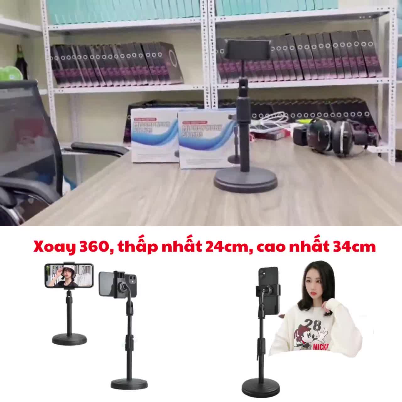 Giá Đỡ Điện Thoại livestream Xoay 360 Độ dùng để Quay Phim Ghi Hình Đa năng | BigBuy360 - bigbuy360.vn