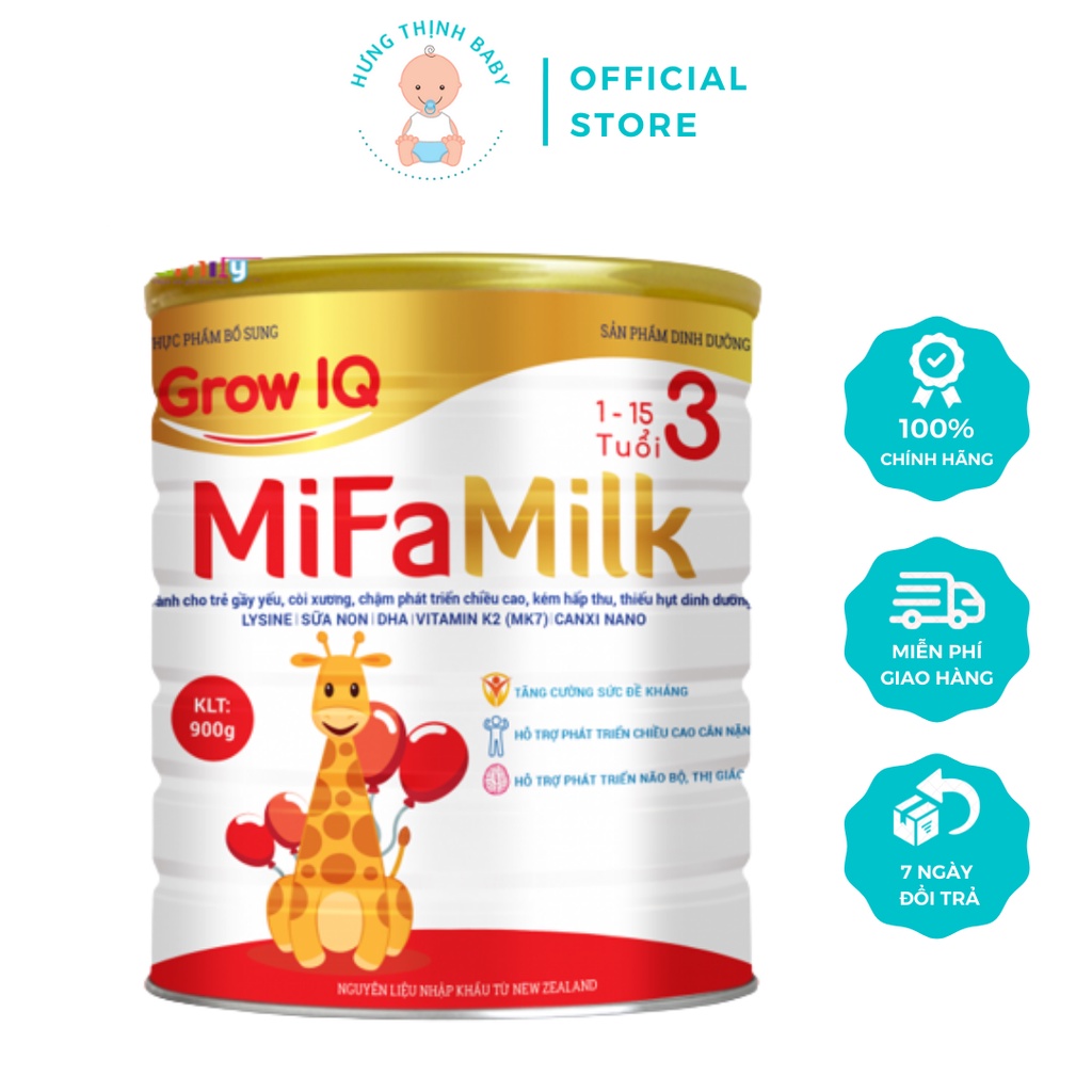 Sữa Bột Mifamilk Grow IQ Phát Triển Chiều Cao Trí Não Lon 900g