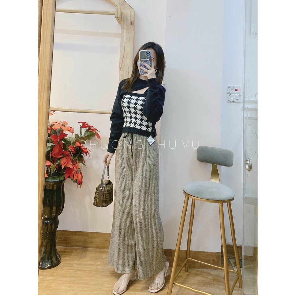 Set len nữ, áo khoác len cardigan nữ kèm áo 2 dây siu hót dáng yêu cực luôn phom xinh dễ mặc hàng quảng châu cao cấp | BigBuy360 - bigbuy360.vn