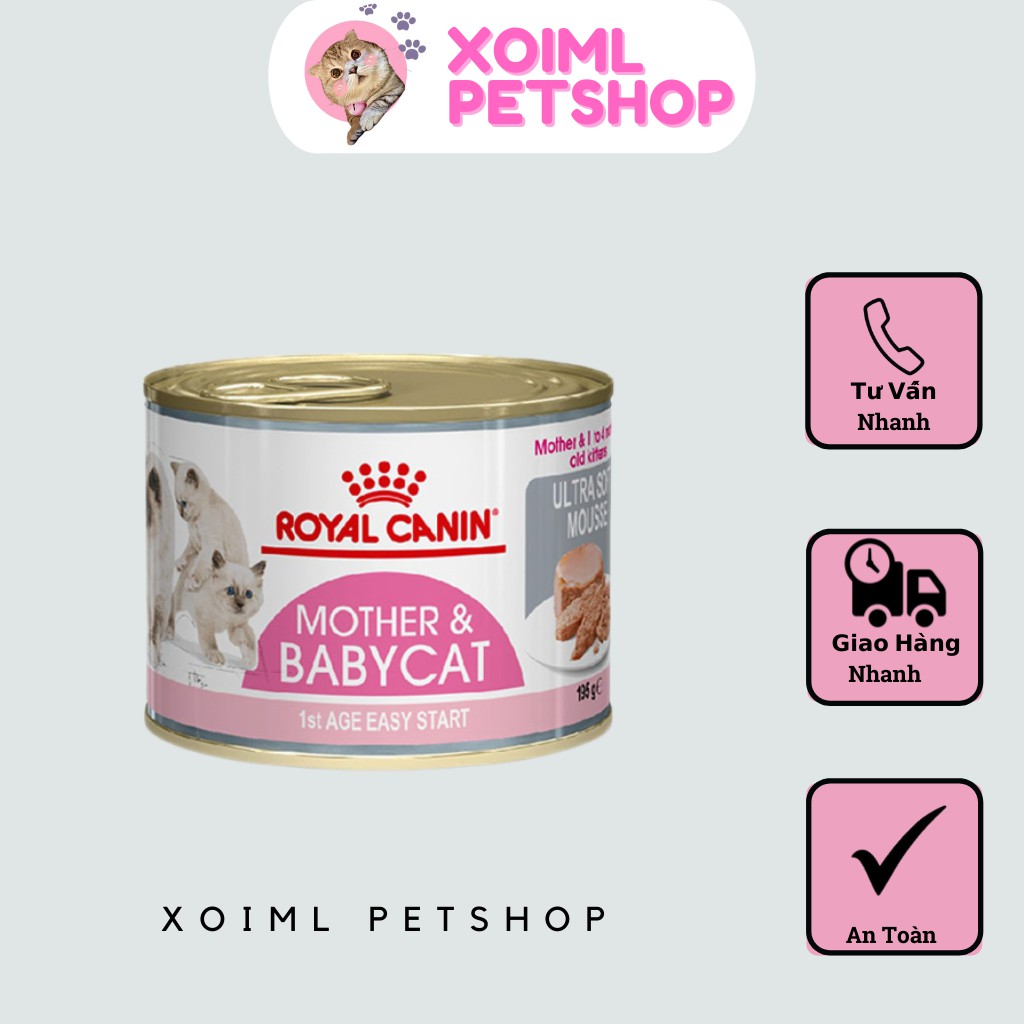 Pate Royal Canin MOTHER &amp; BABY CAT dạng lon dành cho mèo195g