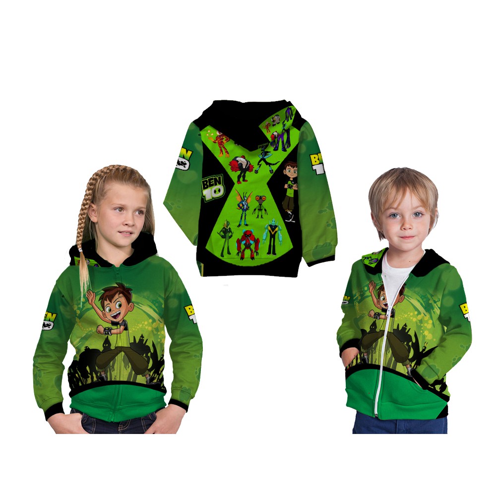 Áo Khoác Hoodie In Hoạt Hình Ben 10 Ben Tennyson Dễ Thương Cho Bé