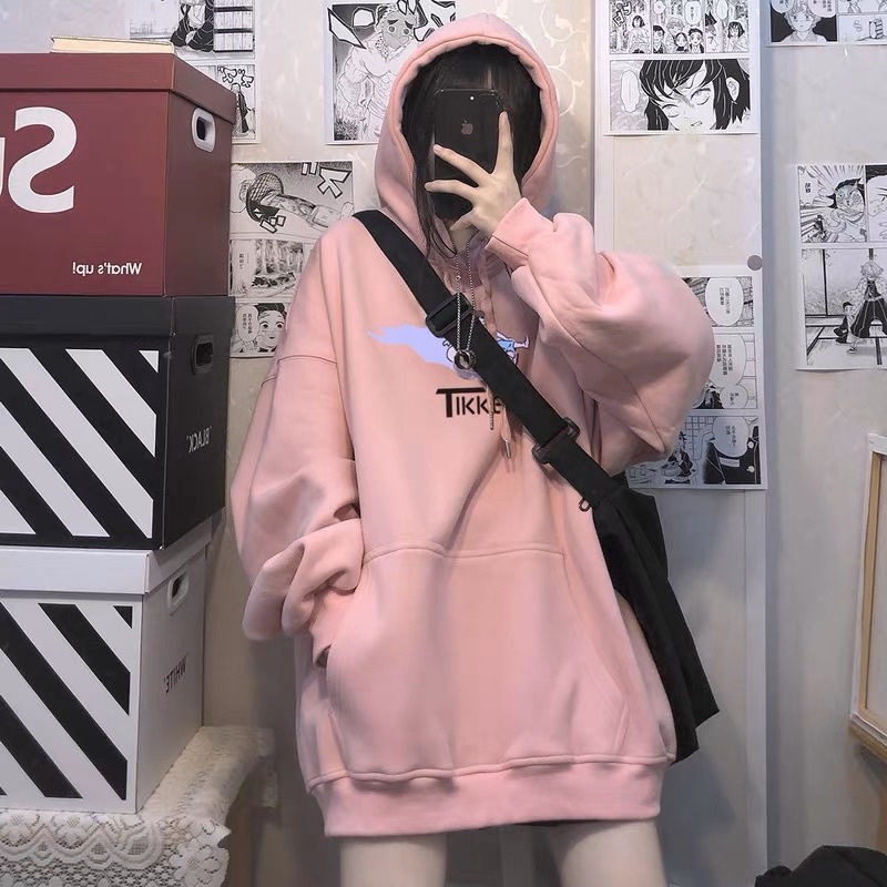 Áo Hoodie Nỉ Bông Tay Dài Unisex Hình TIKKEO