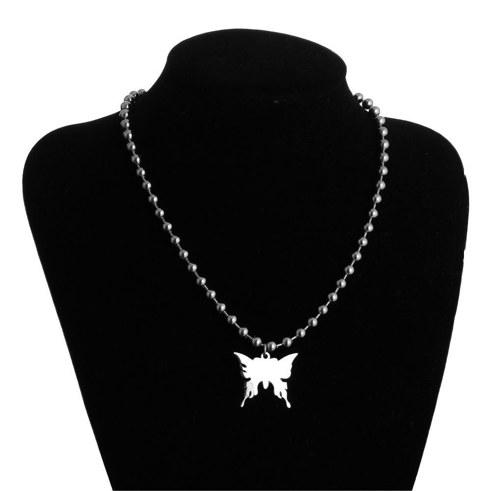 Vòng cổ Mặt Hình Bướm Bằng Thép Không Gỉ Phong Cách Gothic Rock 1