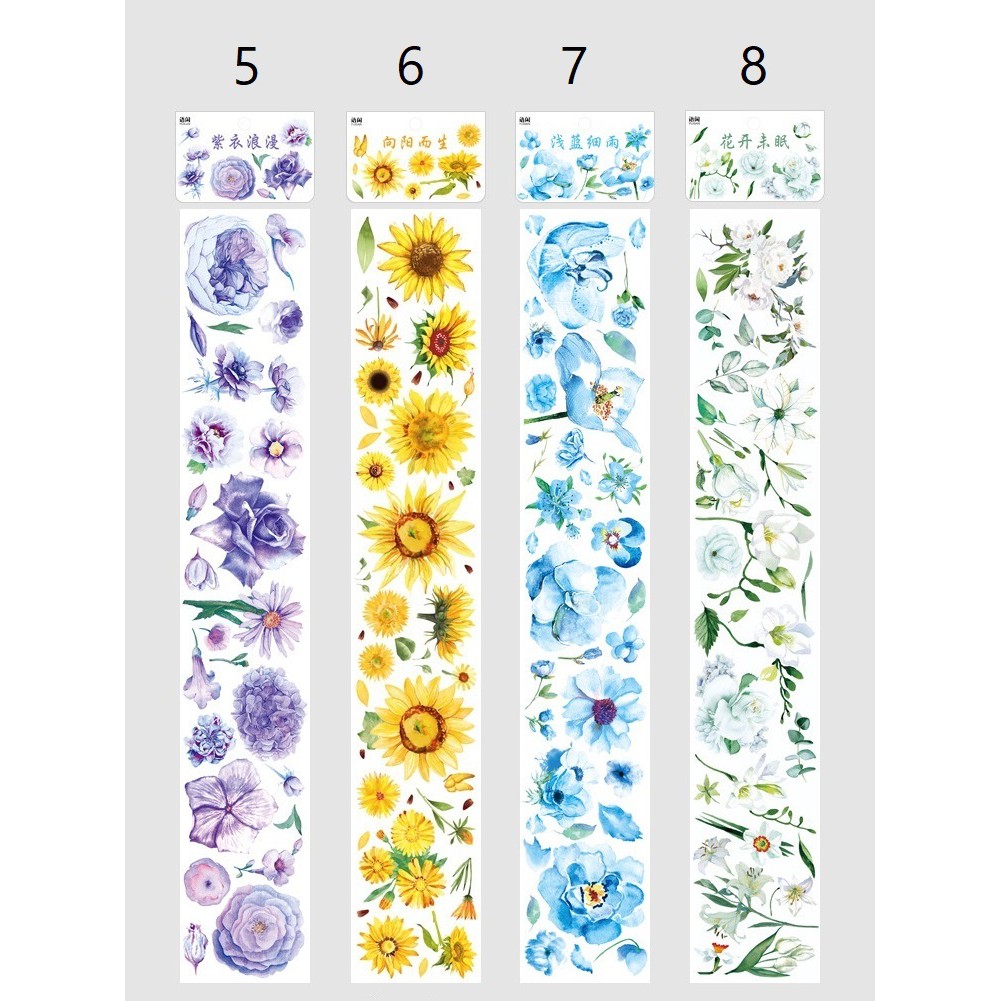 Băng dính giấy washi Hoa cỏ dạng tấm WT308