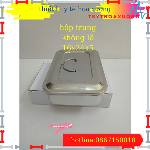 Hộp Đựng Dụng Cụ Inox 304 -Hộp Trung Không Lỗ 16x24x5cm