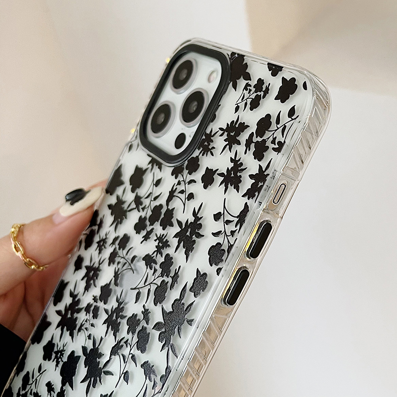 Art, ink, black flowers, color camera, anti-drop phone case For iPhone 12 Pro Max 12Pro 12 Mini iPhone SE2020 11Pro Max 11Pro 11 iX XR XS Max 7 8 Plus Full Coverage case