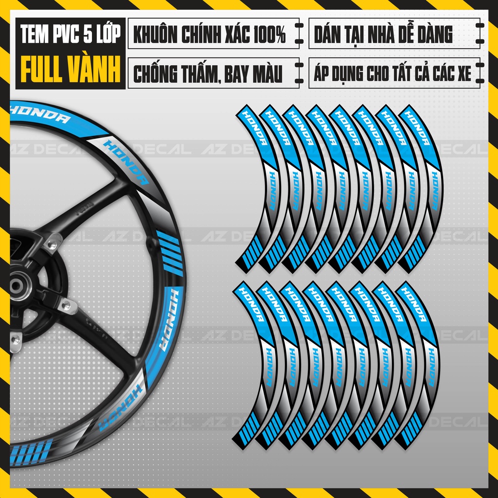 Tem Dán Vành Xe Máy Honda Bản To | Decal Dán Mâm Xe Winner X, Air Blade, Wave, SH, SH Mode, Vision,...