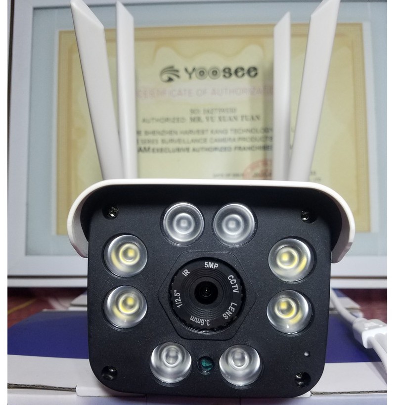 Camera yoosee ngoài trời wifi 4 râu 3.0 kèm thẻ 128gb - chống nước xem đêm có màu