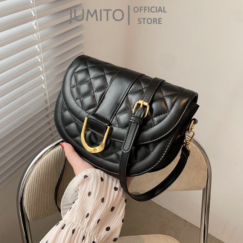 Túi xách nữ đeo chéo kẹp nách C.K vạt bầu size 19 cm trần trám da phồng JUMITO T1.049.DE