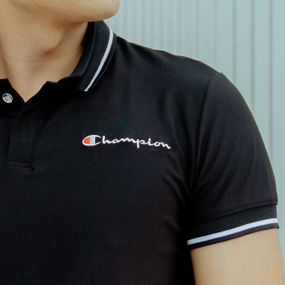 Áo thun nam POLO  thêu chữ Champion cotton lạnh sang trọng đen- Glory A30521DE | BigBuy360 - bigbuy360.vn