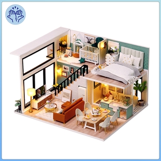 Mô Hình Ngôi Nhà Búp Bê Bằng Gỗ Có Đèn Led