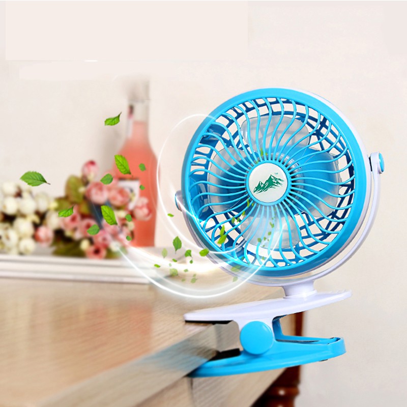 Quạt Tích Điện Mini Kẹp Bàn, Kẹp Xe Nôi Cho Bé