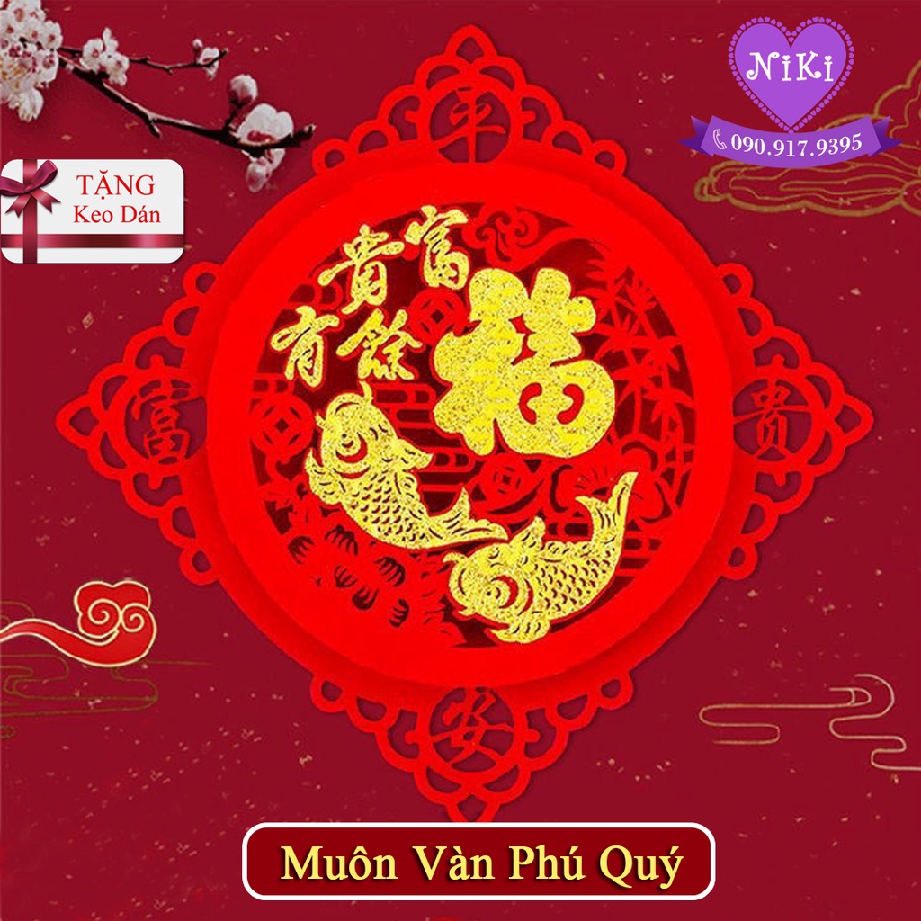TẾT CHỮ PHÚC 3D TRANG TRÍ TẾT DÁN TƯỜNG DÁN CỬA DÁN KÍNH  --TẶNG KEO DÁN