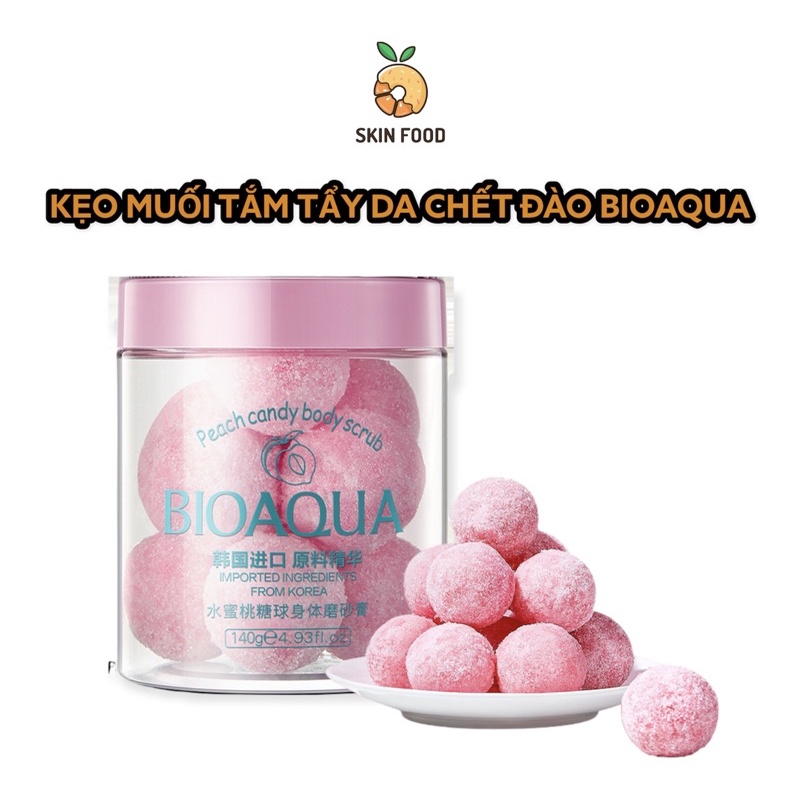 Kẹo Muối Tắm Tẩy Tế Bào Chết Trái Đào Bioqua