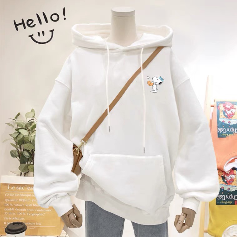 ÁO HOODIE IN SNOOPY BÓNG CHÀY DỄ THƯƠNG