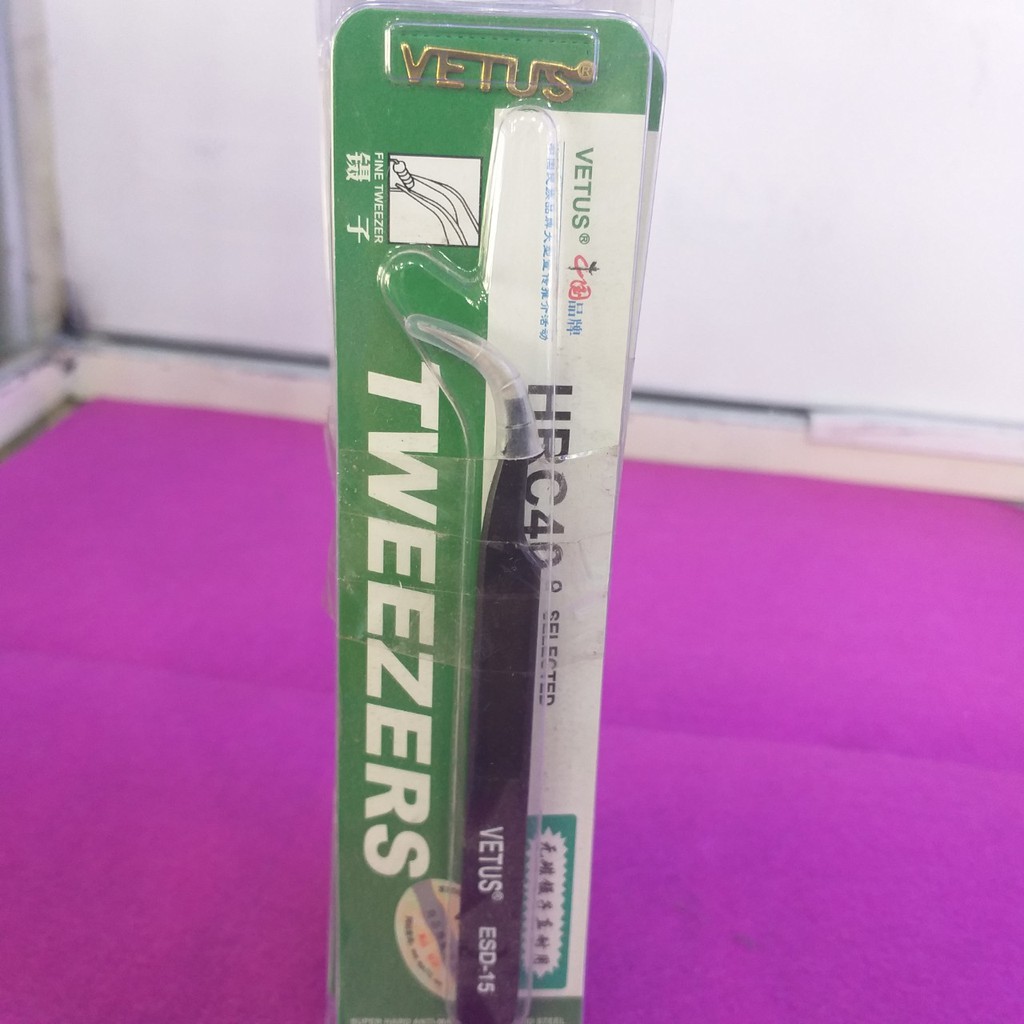 Nhíp kẹp, Nhíp nối mi Tweezers chính hãng Vetus mũi cong chống nhiễm từ