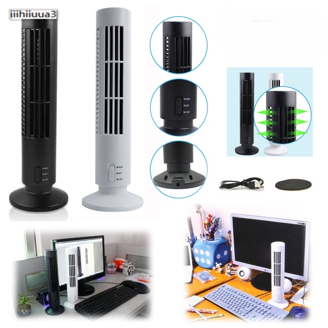 jiihiiuua3 Portable USB Vertical Bladeless Fan, Mini Air Condition Fan Desk  Cooling Tower Fan for Home/