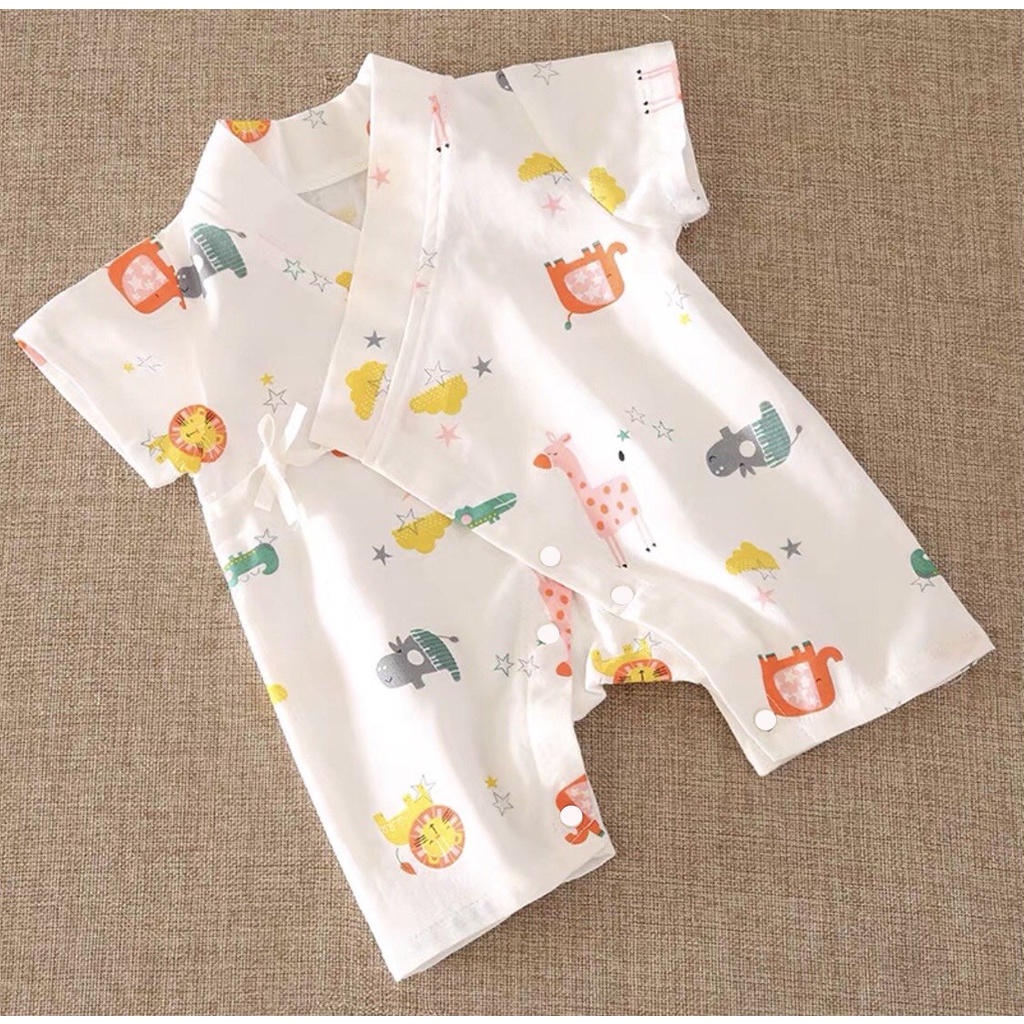 Bodysuit Buộc Dây, Đồ Liền Thân Dài Tay Thu Đông Chất Thun Mềm Mịn, Body Yukata Dễ Thương Cho Bé 3-12Kg