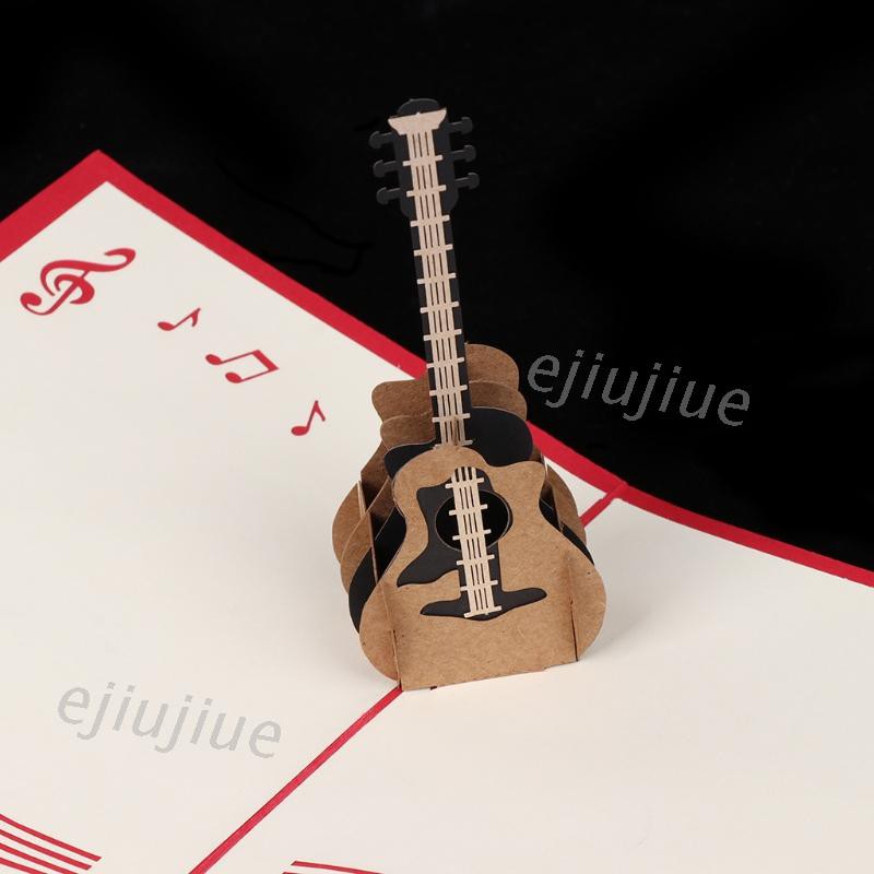 Thiệp Chúc Mừng Sinh Nhật / Đám Cưới / Lễ Tình Nhân Hình Đàn Guitar 3d Kiểu Retro Thẻ