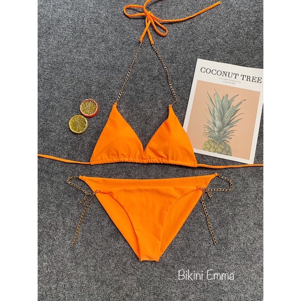 Bikini tam giác phối dây xích 5 màu hot (hình thật và video shop tự quay)