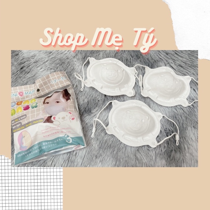 Khẩu trang Gấu UniMask cho bé từ 6 tháng (SET 3 cái)