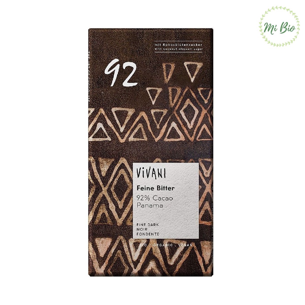 Socola thuần chay hữu cơ 92% cacao 80g - Vivani