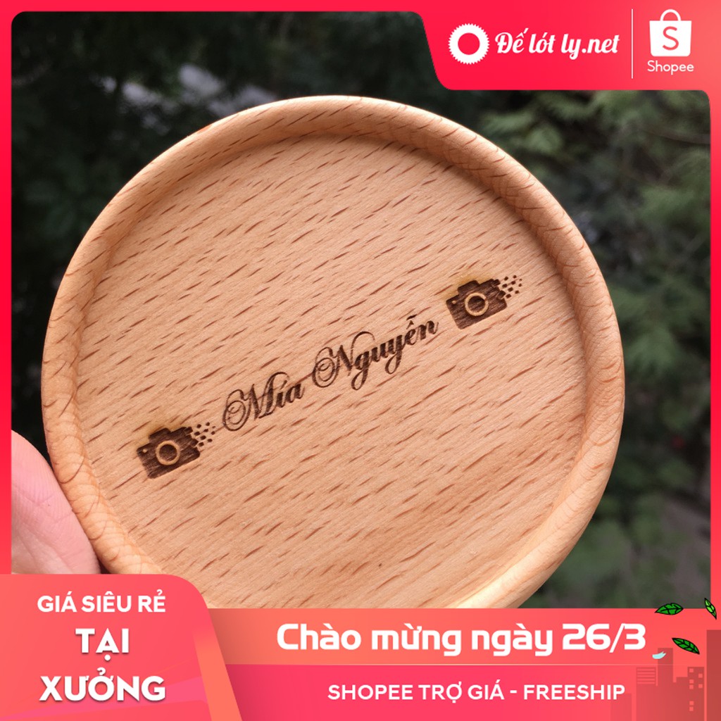 Bán Đế Lót Ly Gỗ Rẻ, Lót Ly Gỗ Tự Nhiên Chất Liệu Gỗ Sồi. {shopee}