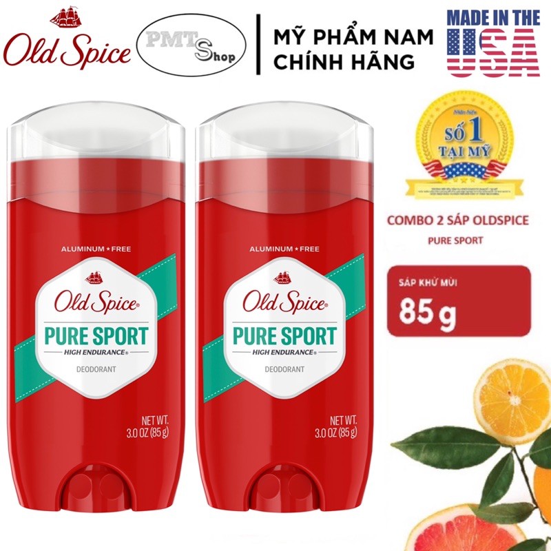 [USA] Combo 2 lăn sáp khử mùi nam Old Spice 85g x 2 Đỏ (sáp xanh trong) Pure Sport High Endurance - M
