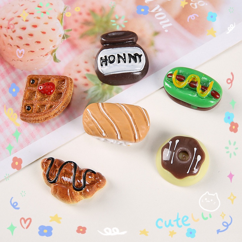 Set 10 Túi Đựng Đồ Ăn Mini Bằng Nhựa Resin Diy Cho Điện Thoại Di Động