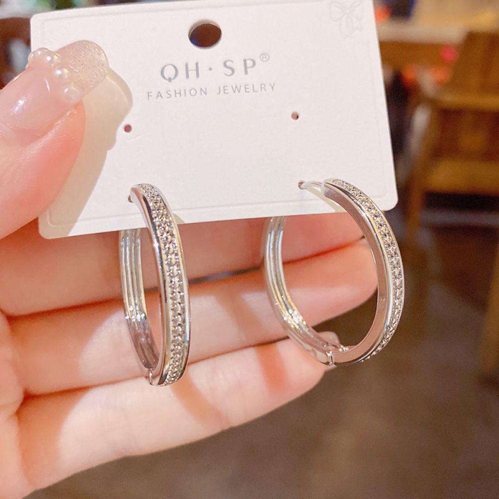 QQMALL Bông Tai Dạng Vòng Tròn Màu Sắc Trơn Phong Cách Vintage Dành Cho Nữ