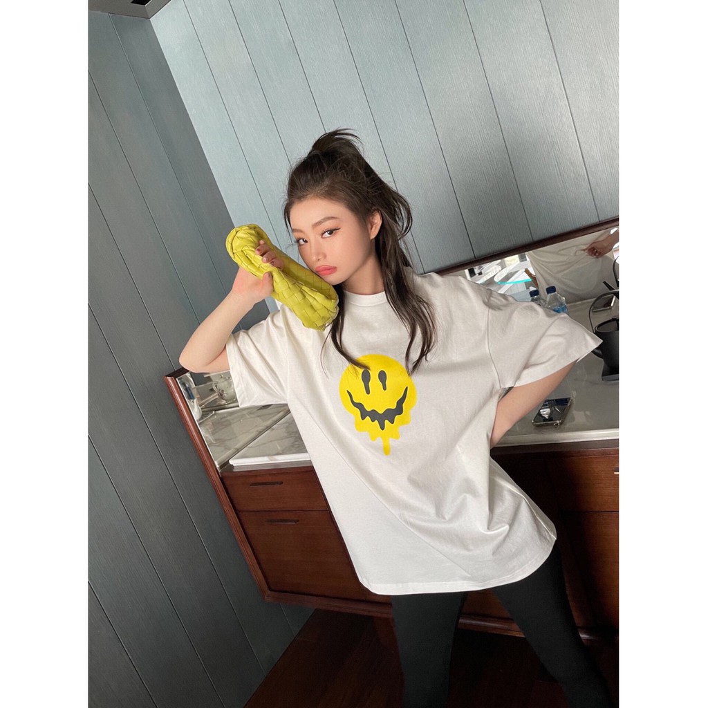 Ba-len-cia-ga Devil & Smiley Loose T-shirt Men and Women Fashion Pure Cotton Printed Short Sleeve Couple Tee