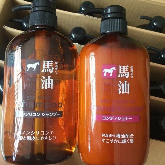 Dầu Gội &amp; Xả Mỡ Ngựa Kumano Yushi Horse Oil 600ml - Nhật Bản