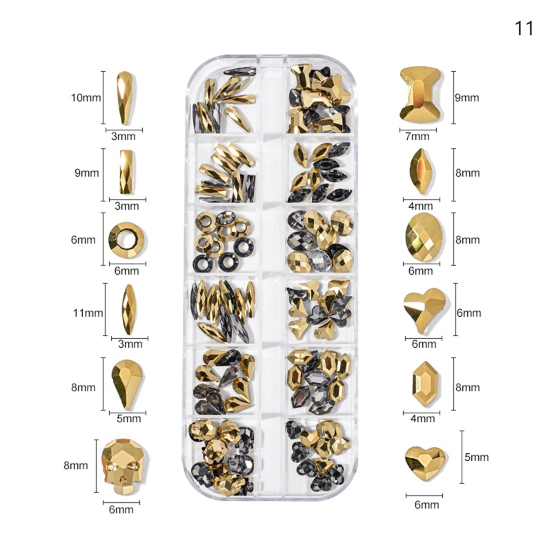 Bộ Phụ Kiện Đính Đá Trang Trí Móng Tay Nghệ Thuật Mặt Phẳng Nhiều Hình Dạng Chuyên Nghiệp xiangbao