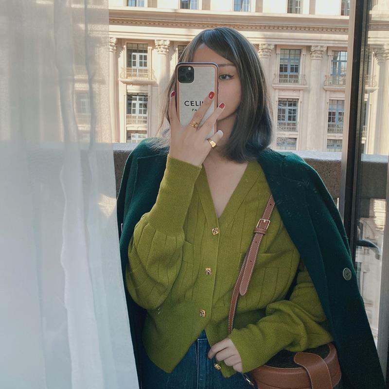 &quot;áo khoác len ngắn thời trang cổ điển.