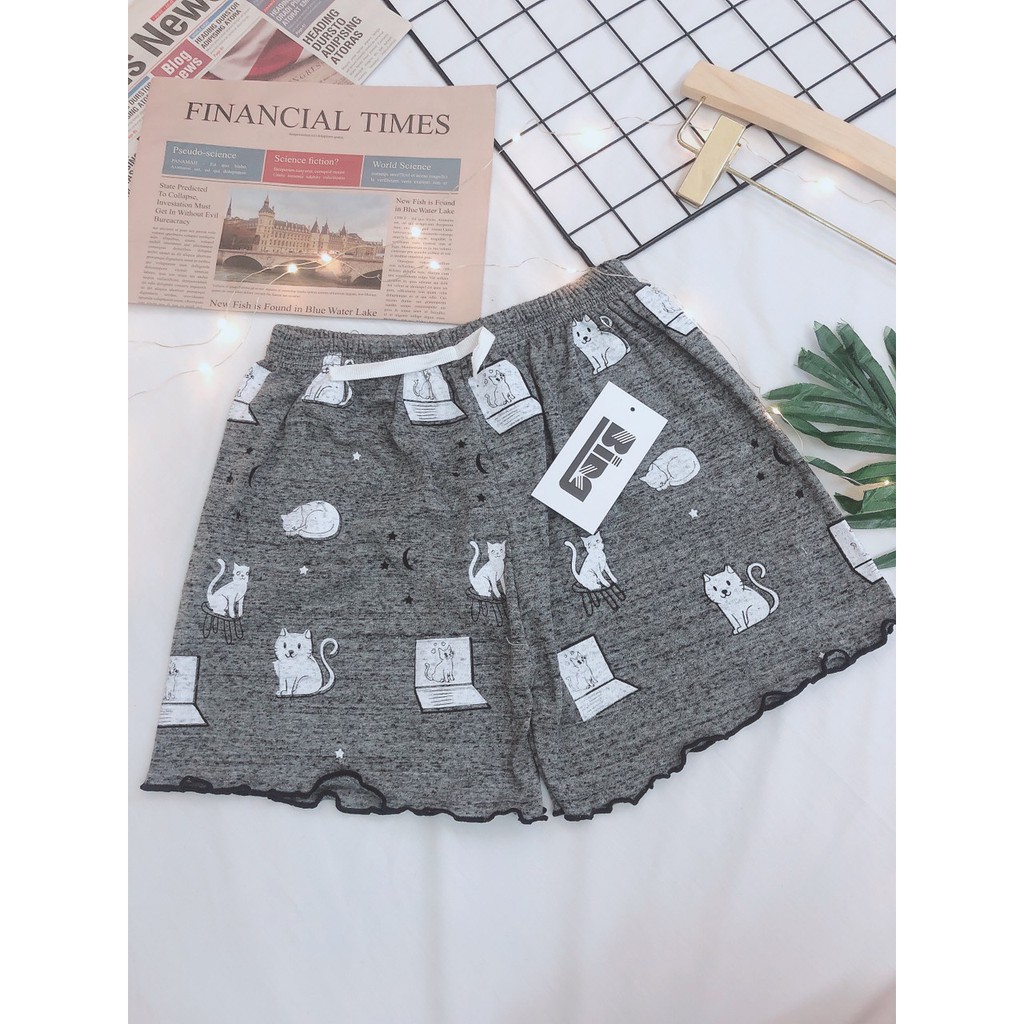 Quần đùi nữ Shyntores - quần đùi nữ thời trang cạp chun cuốn viền hoạt tiết hoạt hình siêu xinh freeship