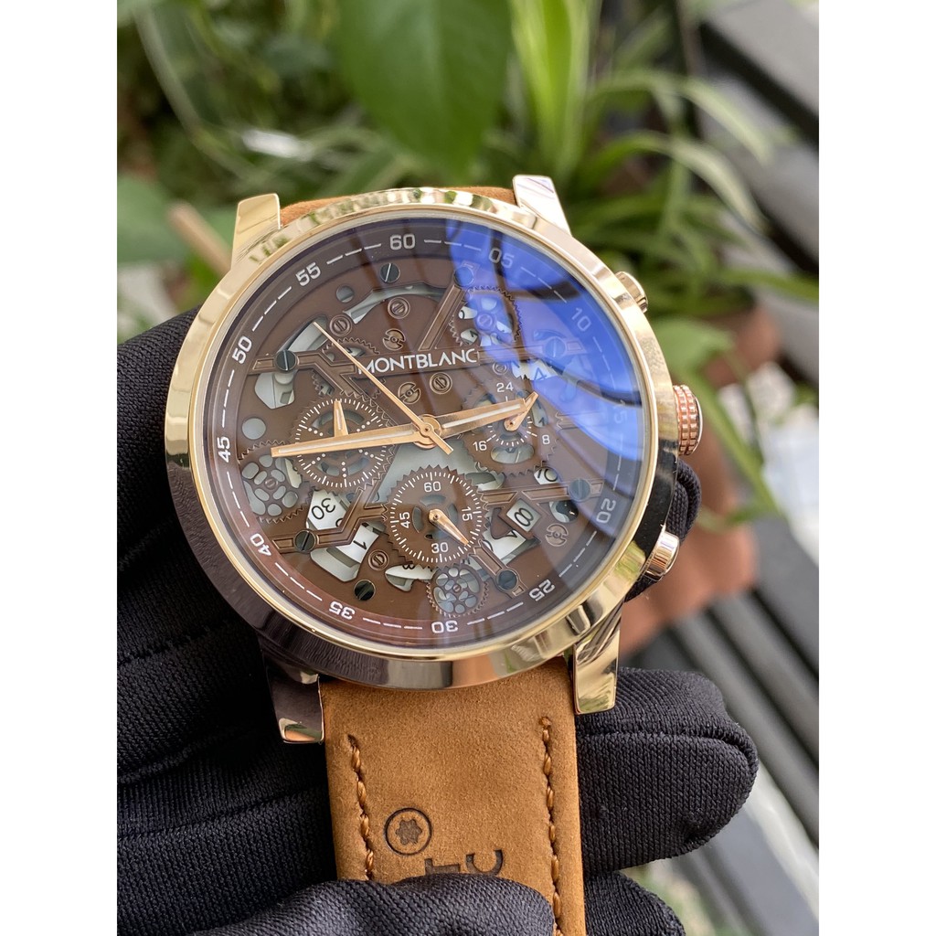 ĐỒNG HỒ NAM MONTBLANC MBB01 CHRONOGRAPH , DÂY DA LỘN , SIZE 44MM