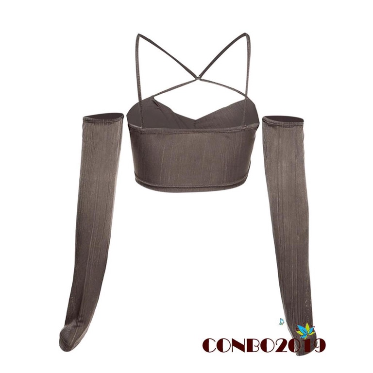 Áo Croptop Tay Dài Màu Sắc Thời Trang Cho Nữ